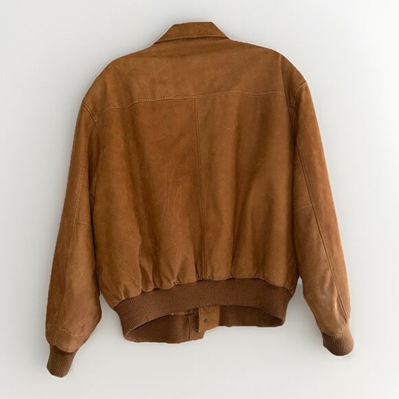 Vintage Global Identity G-III Leather Bomber Jacket Brown Flight Map Mens Large - Picture 2 of 16